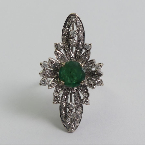 27 - 12ct white gold emerald and diamond ring, 5.8 grams, 30.8mm, size K.