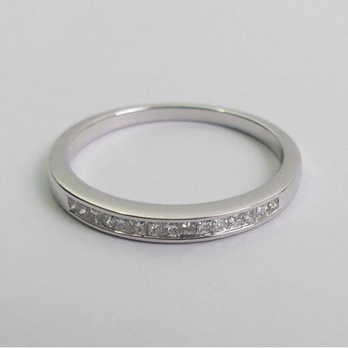 53 - 18ct white gold diamond stacking ring, 2 grams, 2.2mm, size M 1/2.