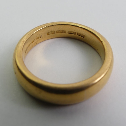 75 - 22ct gold wedding ring, Birm. 1921, 7.7 grams, 4.6mm, size K.