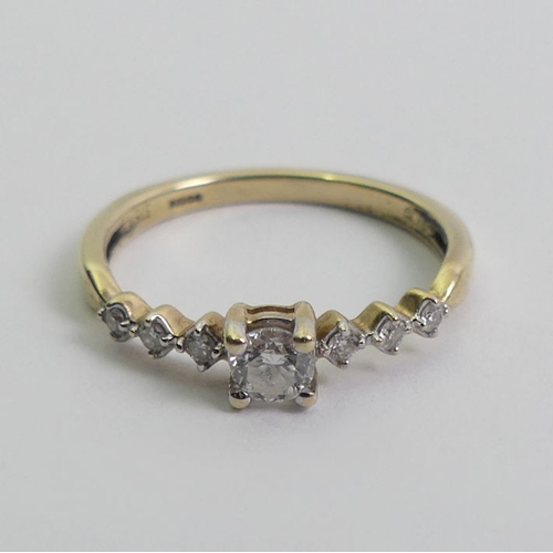 76 - 9ct gold diamond ring, 1.4 grams, 3.8mm, size J1/2.