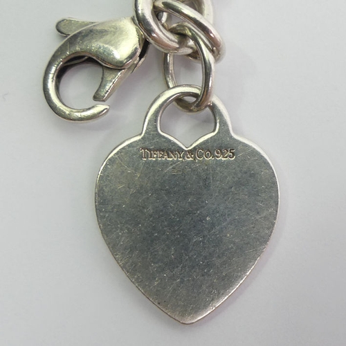 8 - Tiffany & Co silver heart tag bracelet, 35.8 grams, London assay mark, 18.5cm.