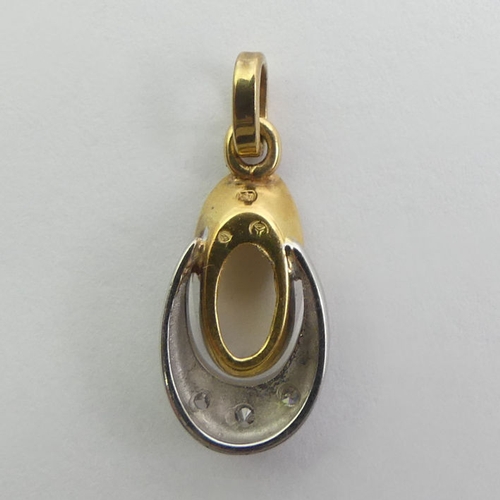 89 - 18ct yellow and white gold diamond pendant, 1.7 grams, 21mm x 8.8mm.