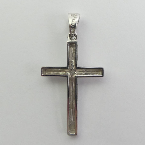 95 - 9ct white gold diamond cross pendant, 1.5 grams. 32 x 16mm.