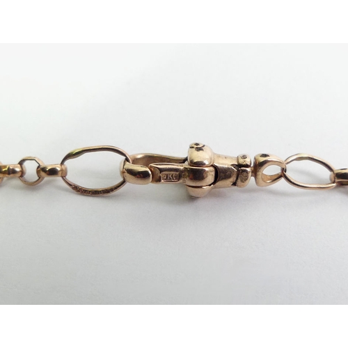 97 - 9ct rose gold belcher link chain necklace, 9.3 grams, 2.6mm, 68cm.