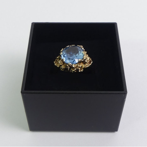 98 - 14ct gold (tested) blue topaz single stone ring, 5.1 grams, 15.5mm, size O.