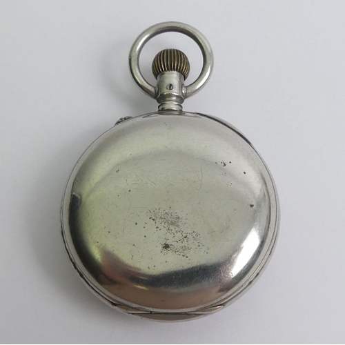 158 - Gents open face button wind pocket watch, T.R. Russel, 70mm x 48mm.
Condition Report: In working ord... 