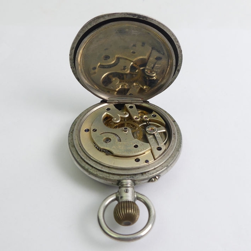 158 - Gents open face button wind pocket watch, T.R. Russel, 70mm x 48mm.
Condition Report: In working ord... 