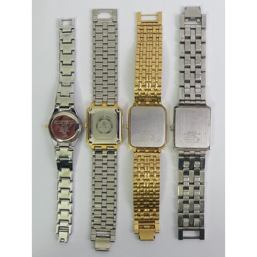 141 - Three gents watches including Seiko examples and an Accurist ladies crystal set bezel watch.