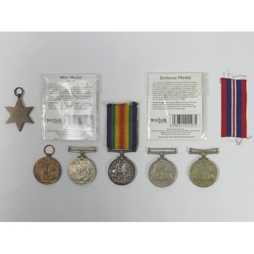 209 - GS-49695 Pte. F. Swaysland R. Fus. WWI campaign medals along with four WWII campaign medals and two ... 