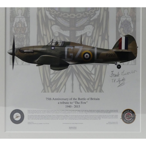 267 - A framed and glazed 75th Anniversary of the Battle of Britain a tribute to 'The Few' 1940-2015 signe... 