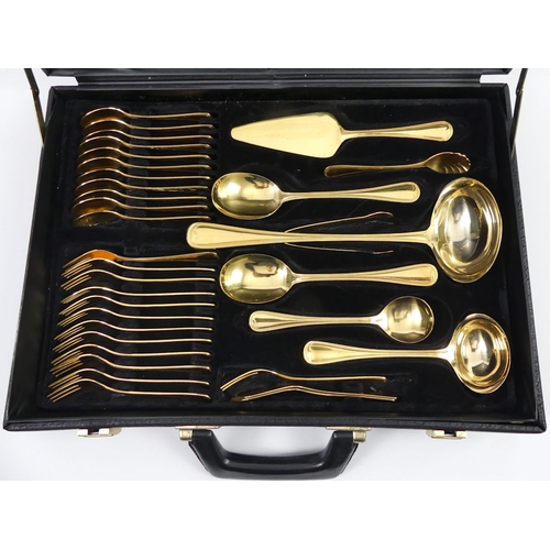 289 - A case of Besteke SBS Solingen 24ct gold plated cutlery set.