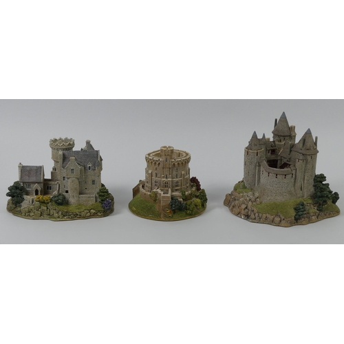 312 - Three Lilliput Lane Castles, Penkill, Castell Coch and Round Tower Windsor, highest 14cm.