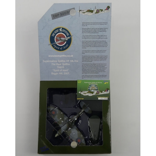 338 - Boxed Gemini Aces diecast supermarine spitfire HF MK 1XE multi-signed to the front of box.