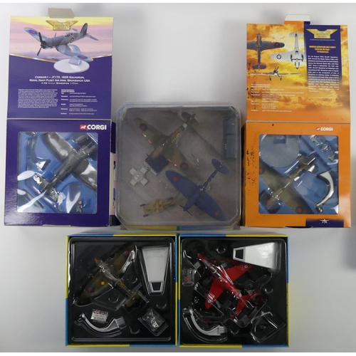 346 - Five boxed Corgi diecast planes including Red Arrows 60 Years of Corgi, AA99182, Merlins over Malta.