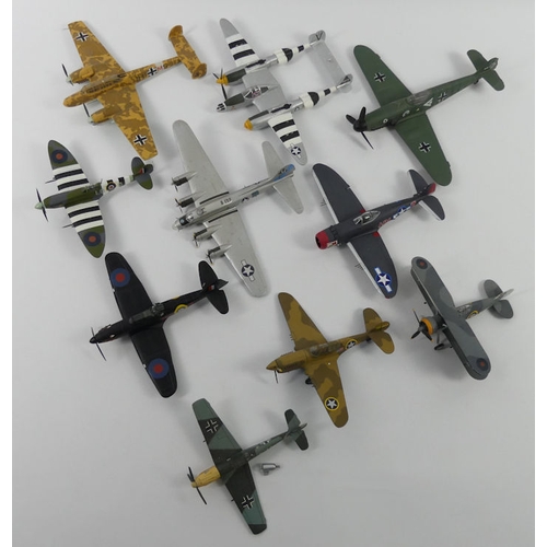 348 - Ten unboxed diecast war planes.