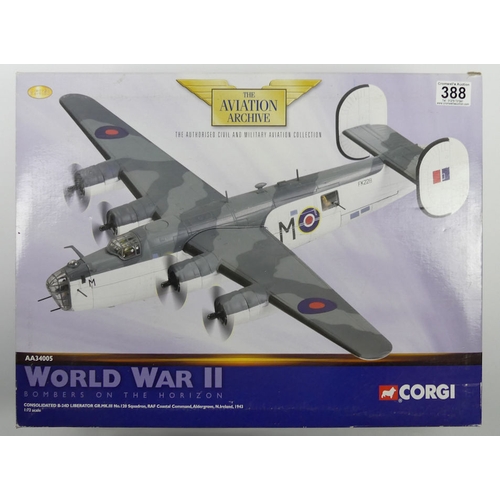 388 - Boxed Corgi diecast Aviation Archive AA34005 WWII Bombers on the horizon consolidated B240 Liberator... 