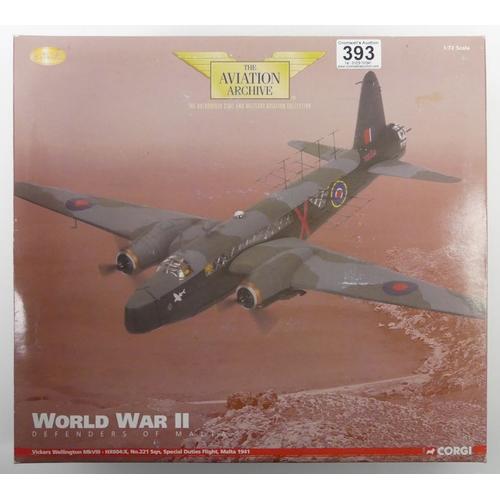 393 - A boxed Corgi diecast Aviation Archive AA 34804 Vickers Wellington MKVIII MX604:X, 1:72 scale.