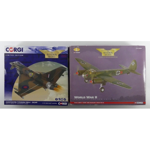 398 - Two boxed Corgi diecast Aviation Archive war planes, AA 36407 Eurofighter Typhoon FGR-4-ZK349 and AA... 