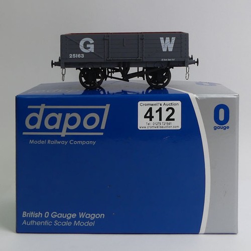 412 - 0 gauge Dapol 7F-051-011 5 plank open wagon GWR No 25163 scale model, boxed.