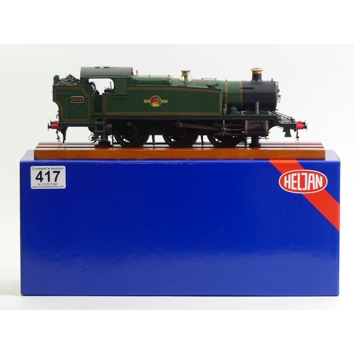 417 - Heljan 2-6-2T 0 gauge large prairie 6132 BR lined green with late crest locomotive, boxed.