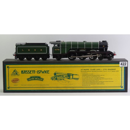 422 - 0 gauge Bassett-Lowke A3 Pacific class locomotive 2751 Humorist, Limited Release locomotive, boxed.