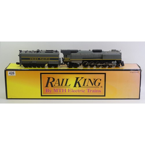 426 - Rail King 0 gauge 4-8-4 FEF Northern Steamer by MTH electric trains with whistle, boxed.