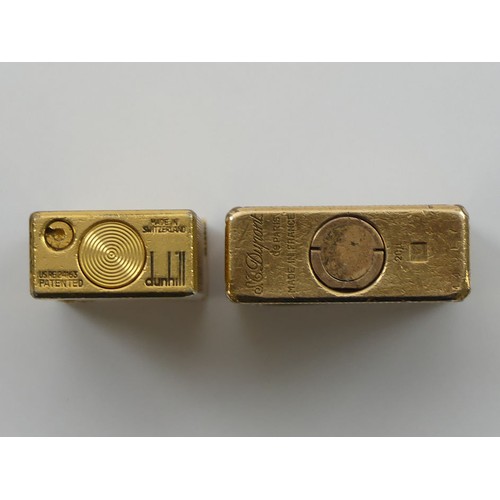 321 - Dunhill gold plated lighter along with a Dupont example.