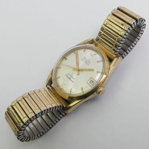 Gents Mudu 25 jewel gold tone super flat, Doublematic date adjust
