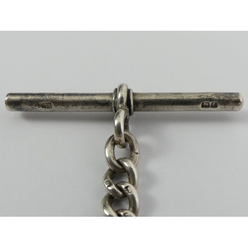 137 - Edwardian silver curb link pocket watch Albert chain, Birm. 1905, 36 grams, 41cm.