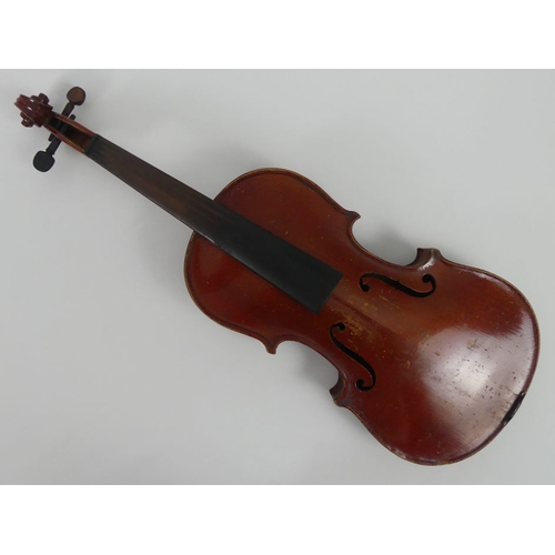 280 - A mahogany violin in original case, L52cm