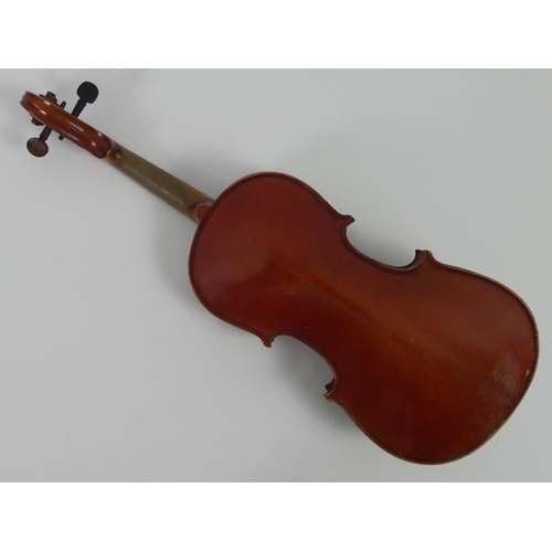 280 - A mahogany violin in original case, L52cm