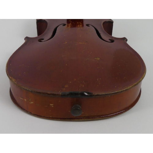 280 - A mahogany violin in original case, L52cm