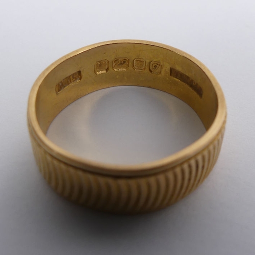 112 - 22ct gold textured wedding ring, 5.9 grams, Birm.1962, 6.4mm, size N.