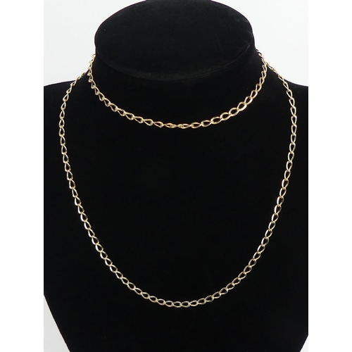 64 - 9ct gold oval twist curb link chain necklace, 6.2 grams, 61cm x 3.1mm.