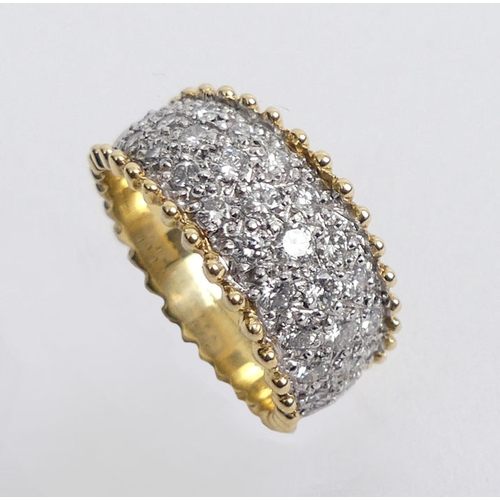 68 - 18ct gold pave set diamond ring, 5.8 grams, 9mm, size J 1/2.