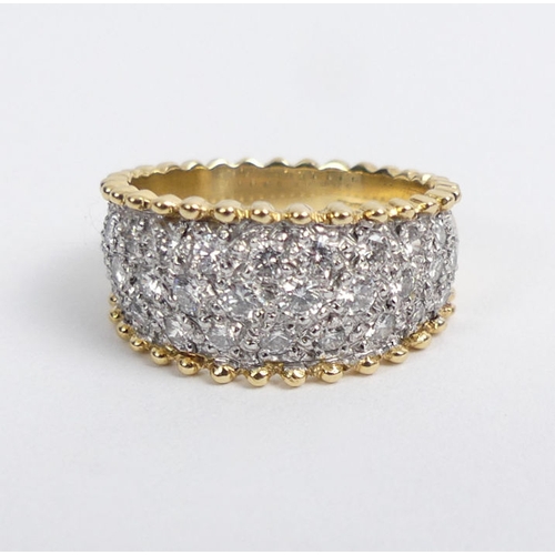 68 - 18ct gold pave set diamond ring, 5.8 grams, 9mm, size J 1/2.