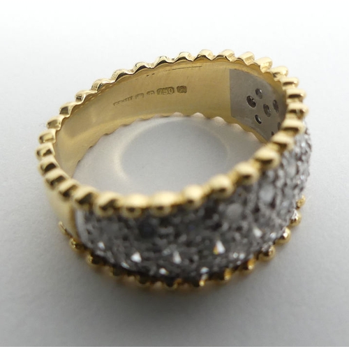 68 - 18ct gold pave set diamond ring, 5.8 grams, 9mm, size J 1/2.