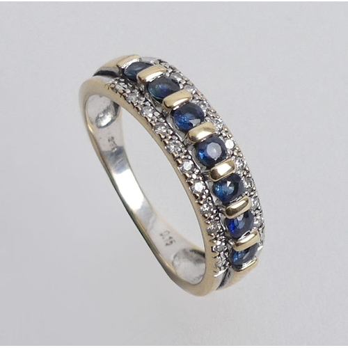 73 - 9ct gold sapphire and diamond ring, 2.6 grams, 5.7mm, size O.