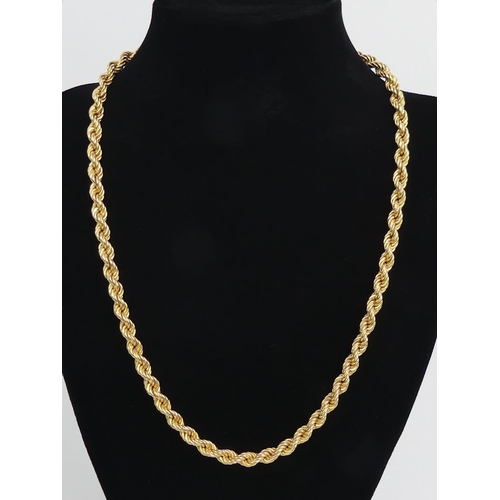 75 - 9ct gold Italian rope twist chain necklace, 10.9 grams, 46cm, 5.4mm.