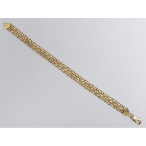 76 - 14ct gold oval multi-link bracelet, 10 grams, 20.5cm, 9mm.