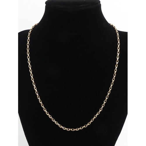 80 - 9ct rose gold oval belcher link chain necklace, 8.4 grams, 44cm x 2.9mm.