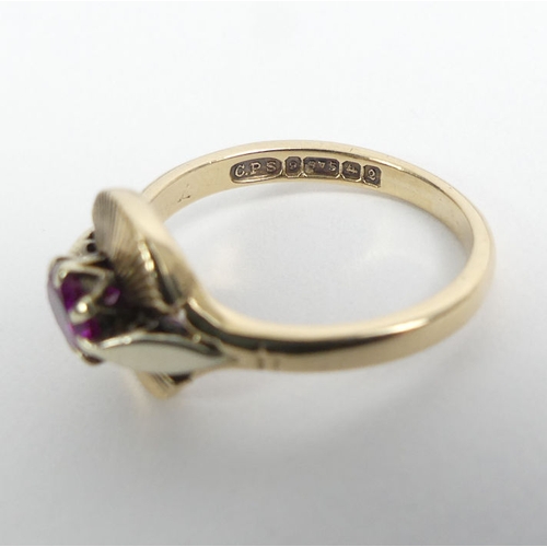 83 - 9ct gold faux ruby ring, Birm. 1965, 3.1 grams, 10.5mm.