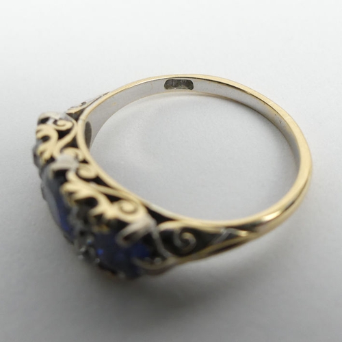 92 - 18ct gold, sapphire and diamond ring, 3.6 grams, 7.5mm, size N 1/2.