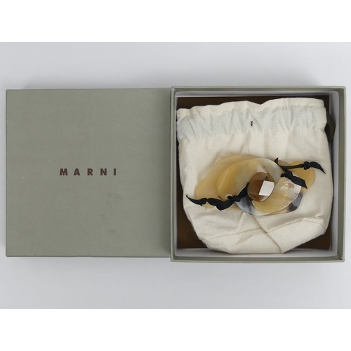 106 - Stylish Marni mixed material brooch, boxed, 104mm x 58mm.