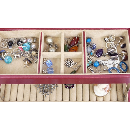 111 - A collection of jewellery including silver and abalone butterfly brooches and other items of silver.... 