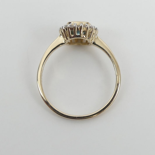 114 - 9ct gold blue and white topaz cluster ring, 24 grams, 11.5mm, size P 1/2.