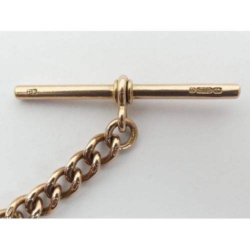 118 - 9ct rose gold pocket watch curb link Albert chain, 26.8 grams, 29.5cm.