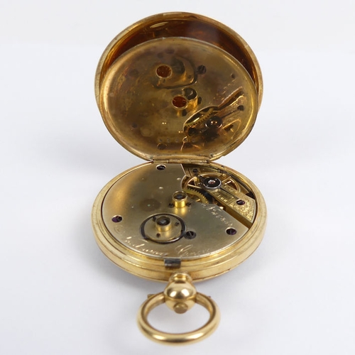 121 - Victorian 18ct gold key wind pocket watch, Nordmann Swiss Movement, 74 grams gross, 677mm x 45mm.