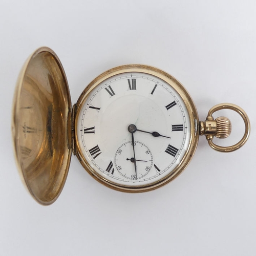 125 - 9ct gold full Hunter pocket watch, Birm. 1915, 86.9 grams gross, 66mm x 48mm.