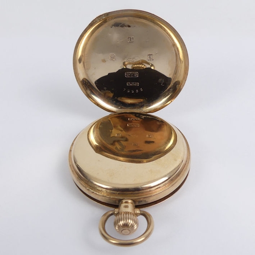 125 - 9ct gold full Hunter pocket watch, Birm. 1915, 86.9 grams gross, 66mm x 48mm.